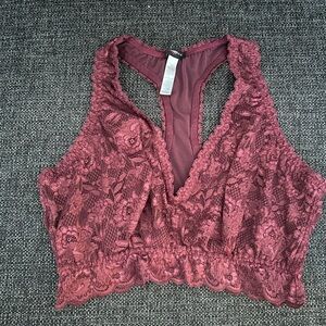 Cosabella NEV1355 Never Say Never Curvy Racerback Bra Bralette - L, Burgundy/Red